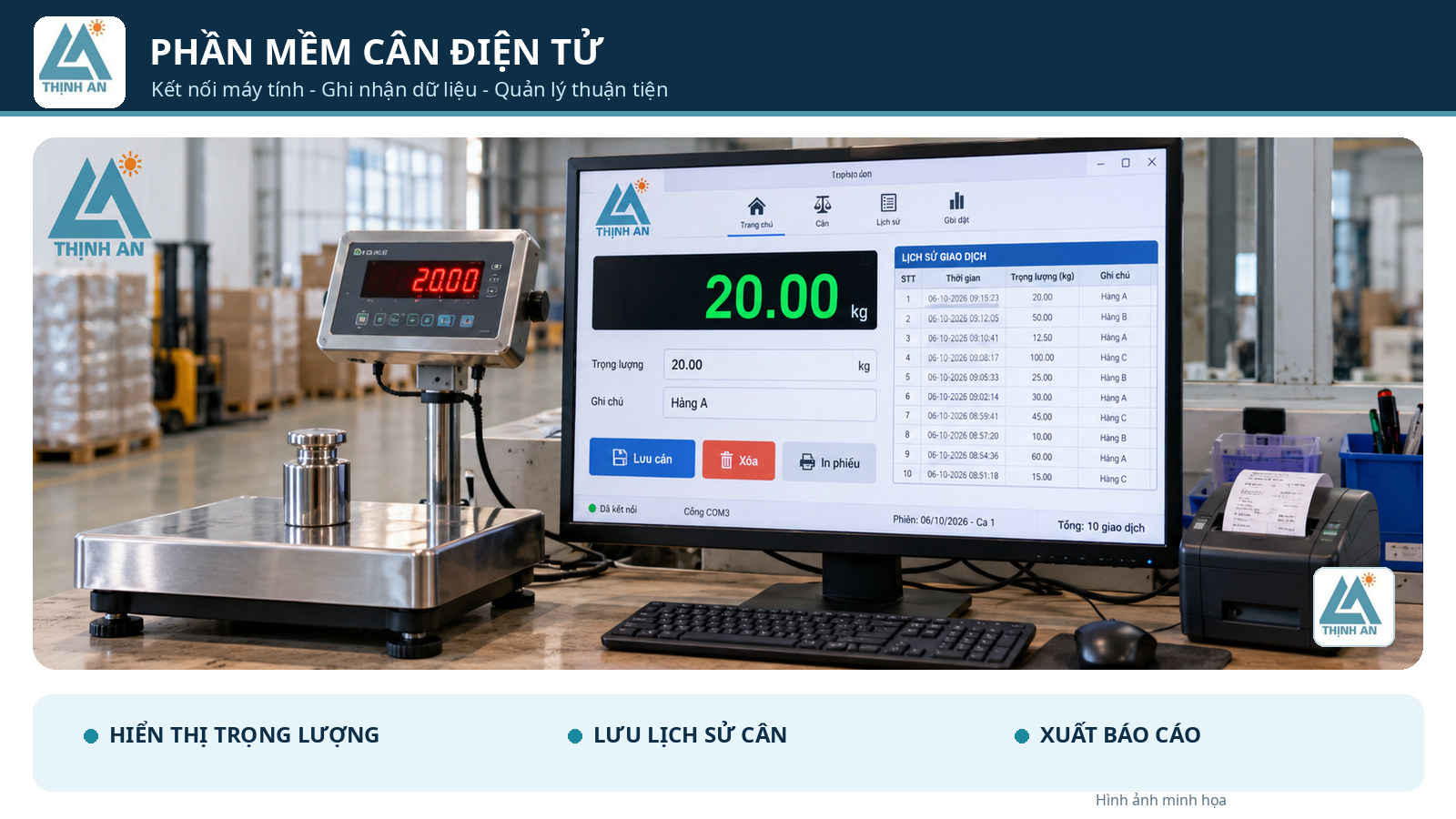 Giải pháp phần mềm cân điện tử kết nối máy tính Thịnh An tại Hải Phòng